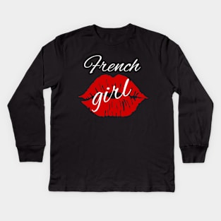 French Girl Kids Long Sleeve T-Shirt